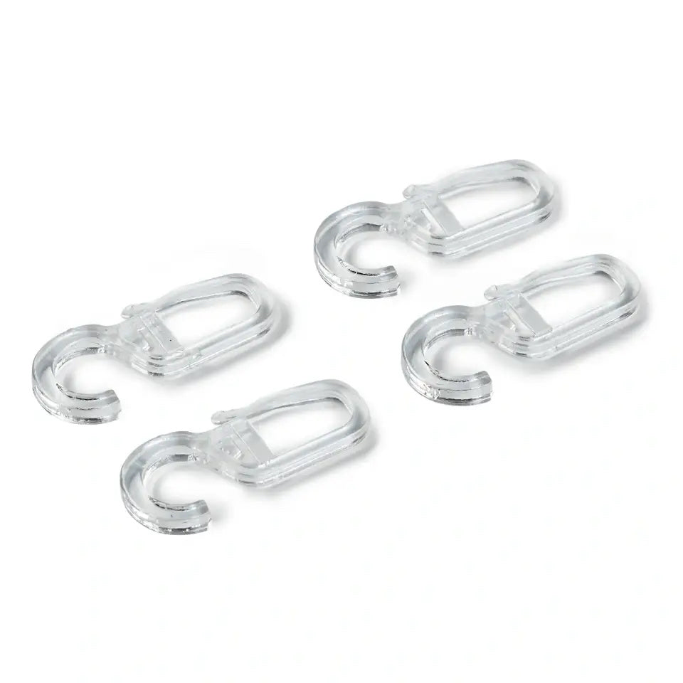 Clip-over haak 4 mm, 6mm of 10 mm, transparant per 10 stuks per verpakt.