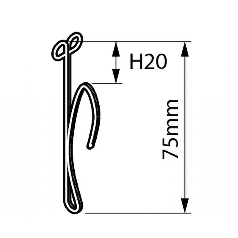 Gordijnhaak/Kuifhaak 2.0 mm