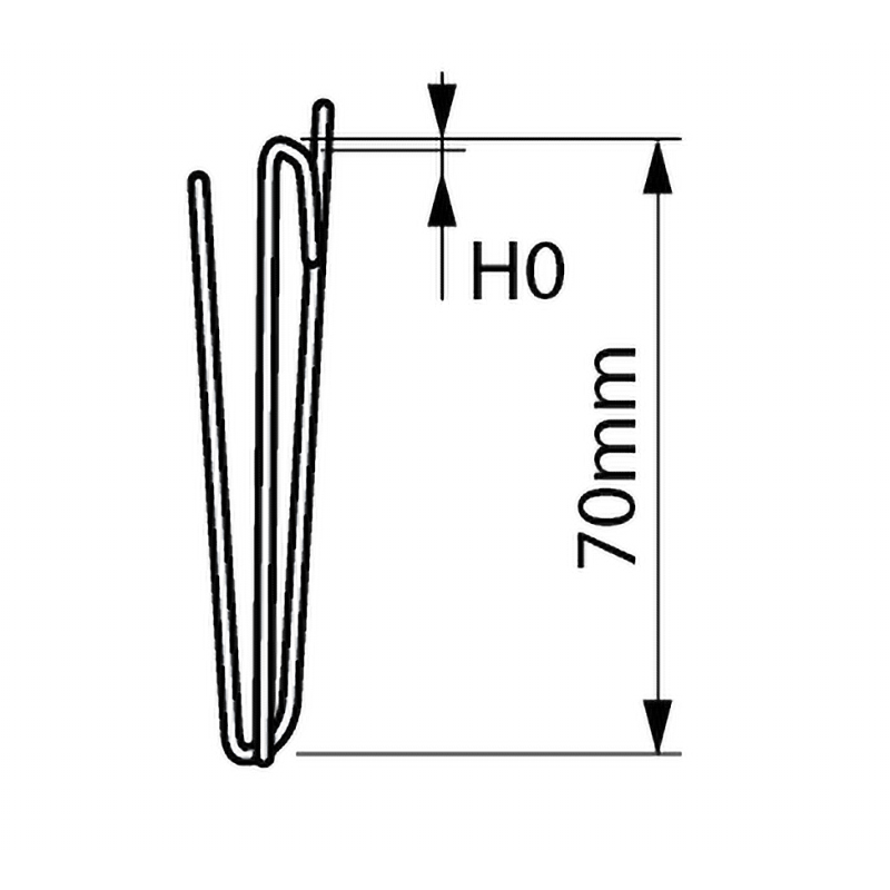 Haken voor een enkelvoudige plooi van 7 cm metaal