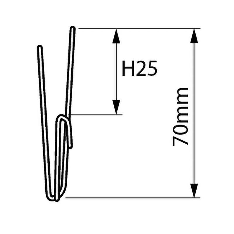 Haken voor een enkelvoudige plooi van 7 cm metaal
